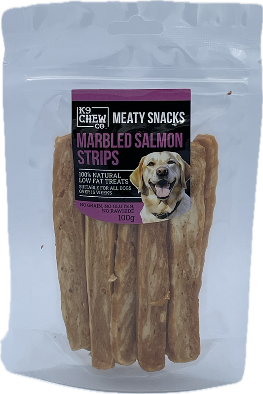Meaty Snacks Marbled Salmon Strips 100g