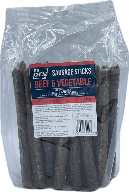 Beef and Vegetable Sausage STICKS 1kg