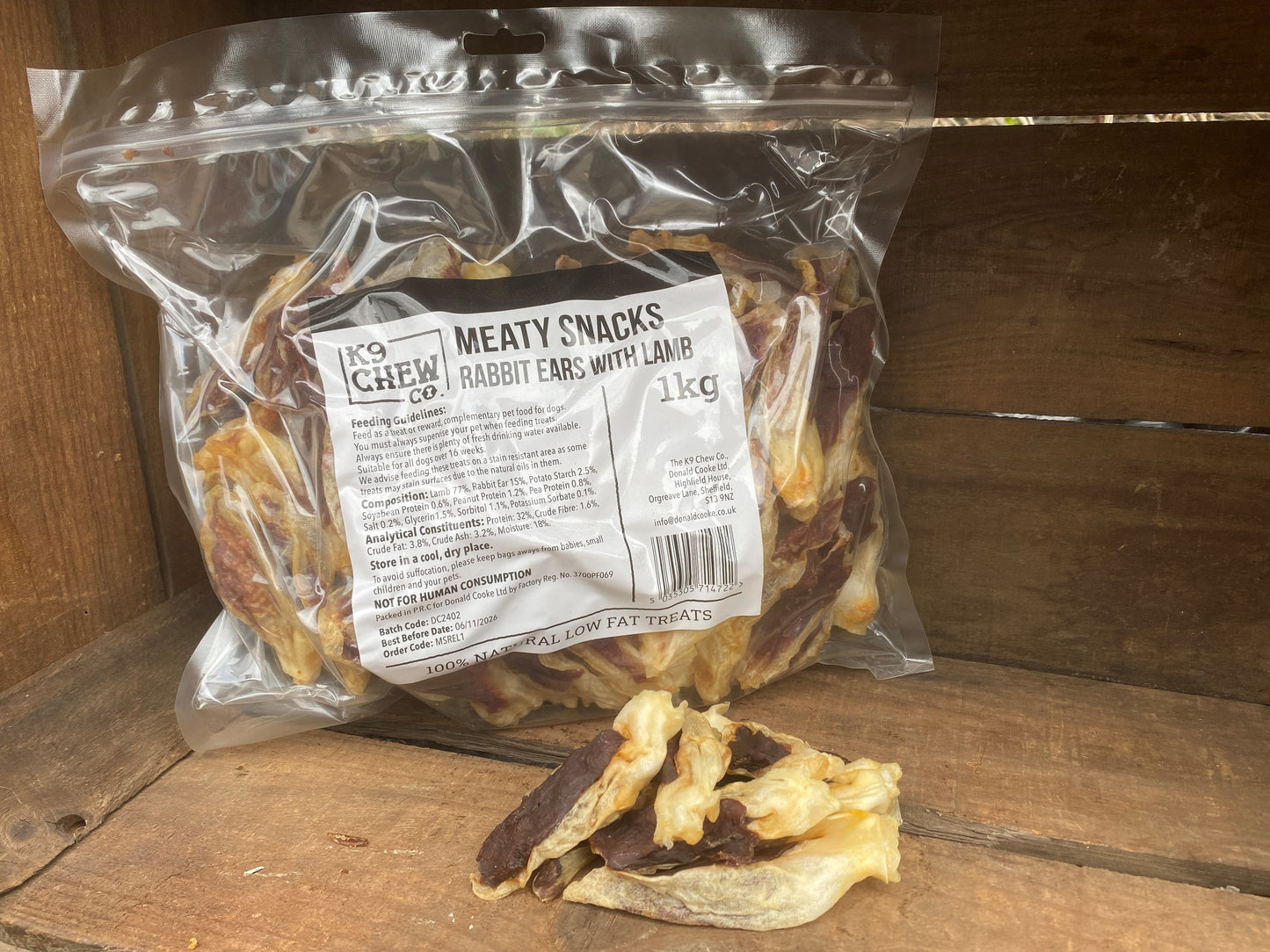 Meaty Snacks Rabbit Ears with Lamb 1kg