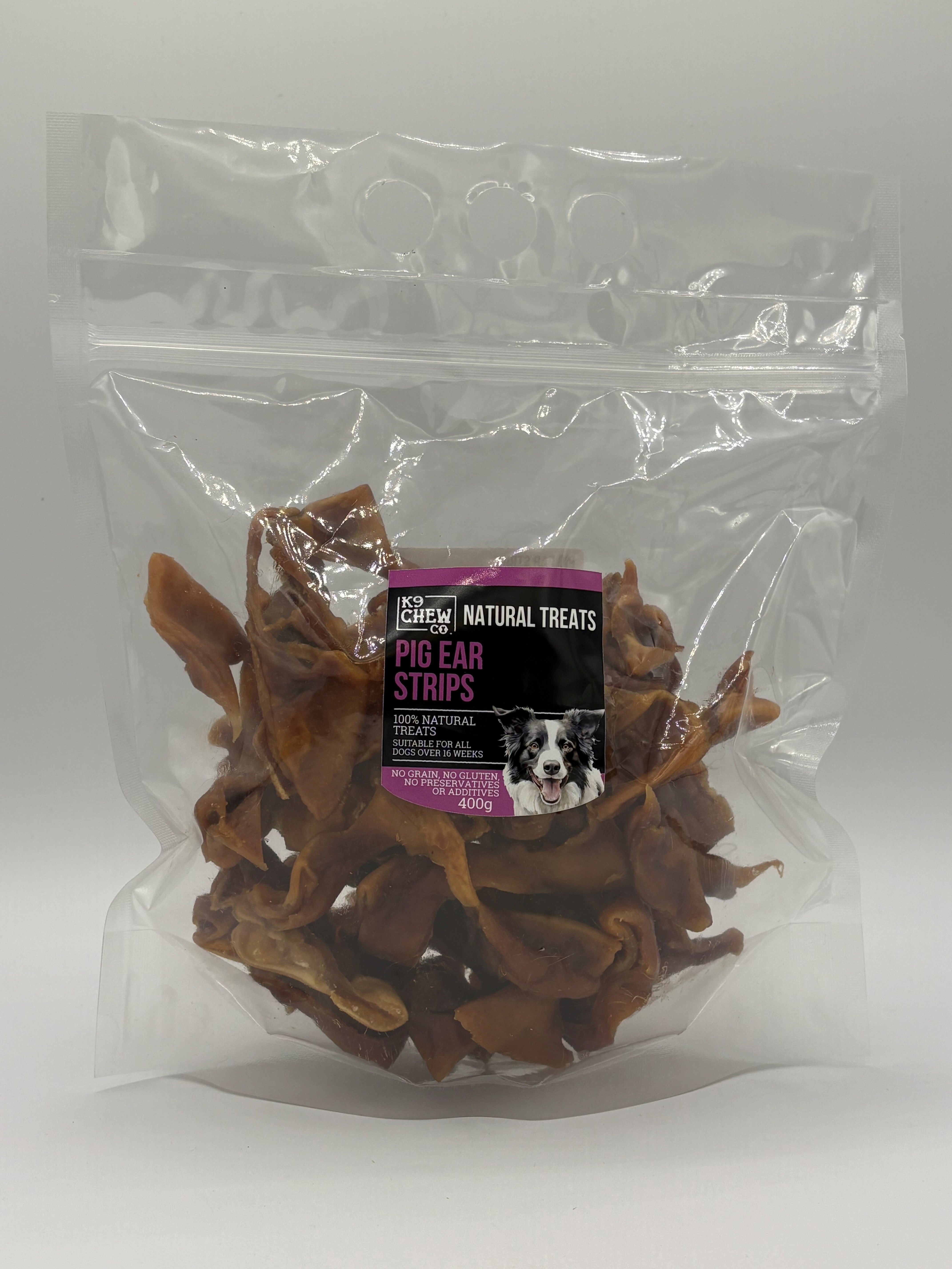 Pigs Ear Strips 400g – K9 Chew Co