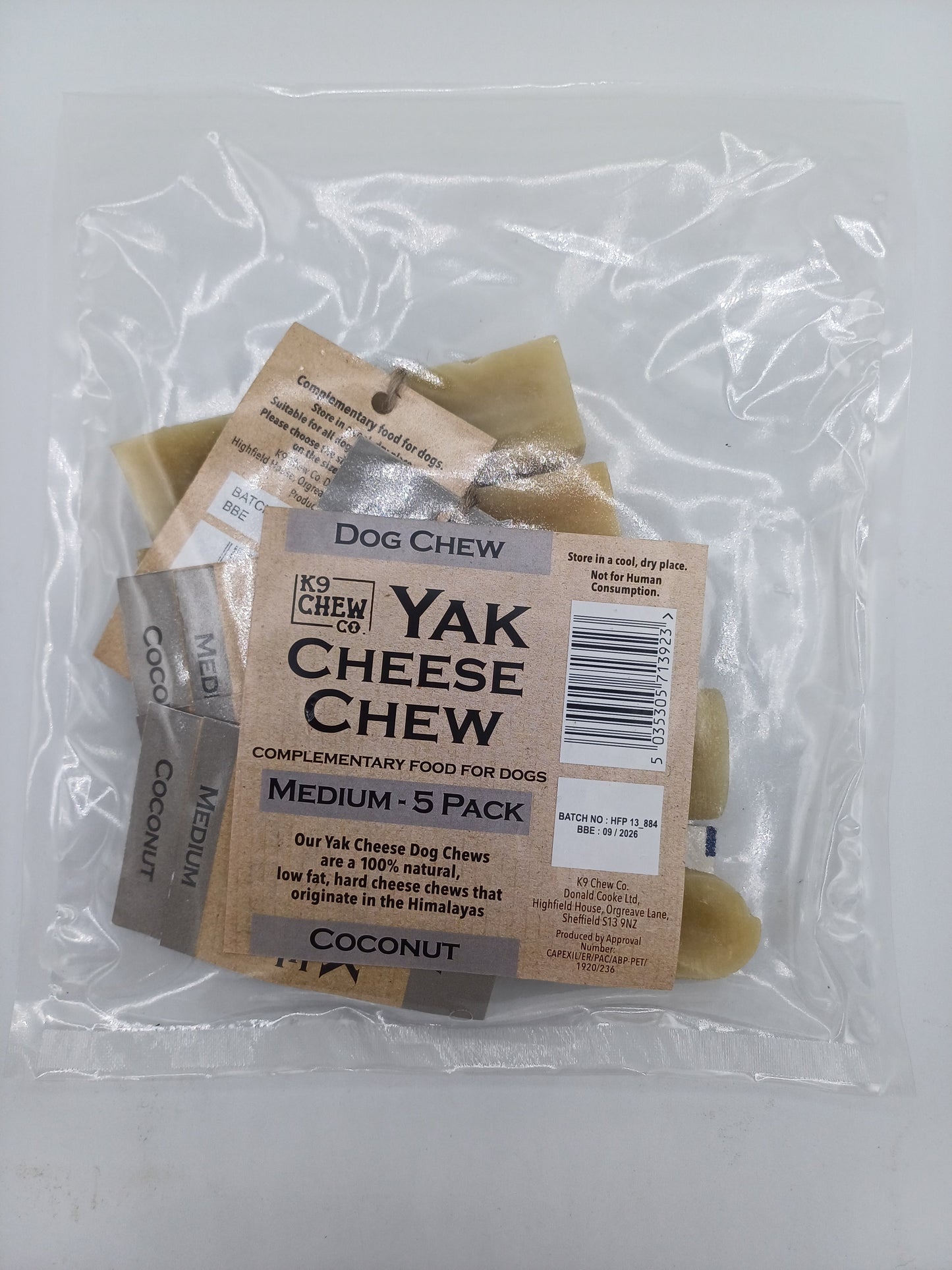 Yak Chew Coconut 5 pack Medium