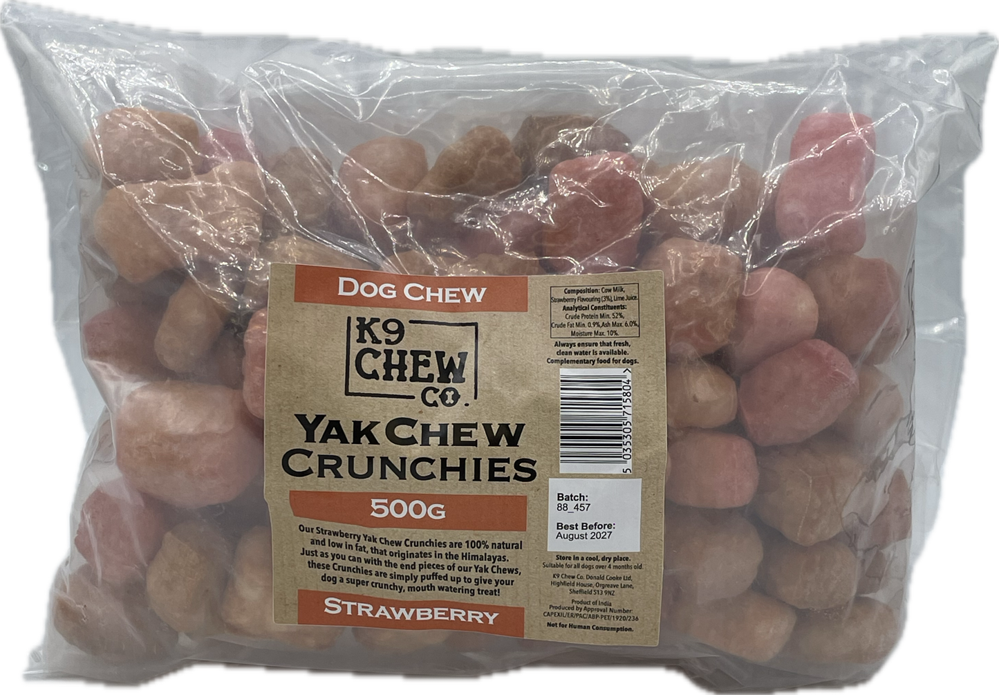 Yak Chew Crunchies 500g Strawberry